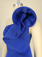 Carica l&#39;immagine nel visualizzatore di Gallery, Blue Shiny Ruffle Bodycon Evening Dress