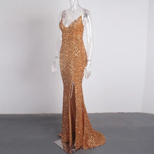 Load image into Gallery viewer, Sequin Stretch Backless Slit Dress