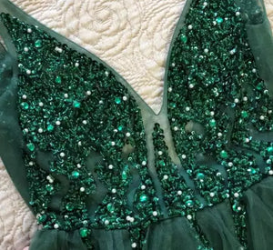 Beading Crystal High Splits Gown