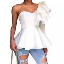 Load image into Gallery viewer, One Shoulder Peplum Ruffle Top