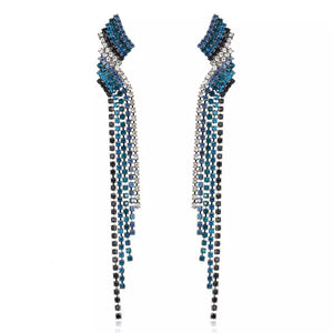 Blue Tassel Drop Earrings