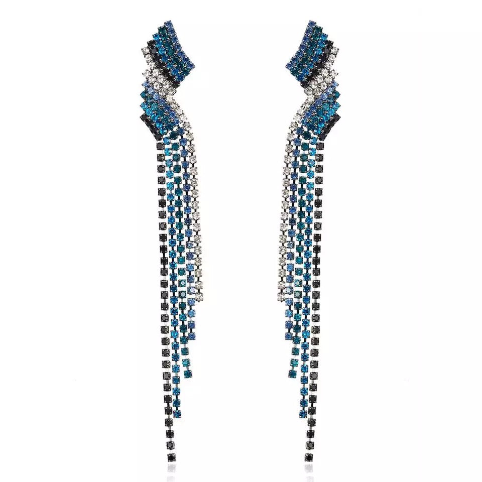 Blue Tassel Drop Earrings