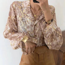 Load image into Gallery viewer, Lantern Sleeve Sequins Shirt