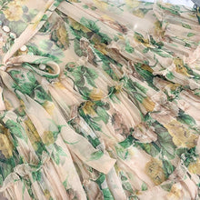 Load image into Gallery viewer, Flora Print  Pleated Chiffon Dress