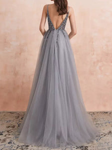 Beading Crystal High Splits Gown