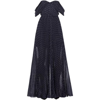 Strapless Navy Polka Dot Chiffon Romper