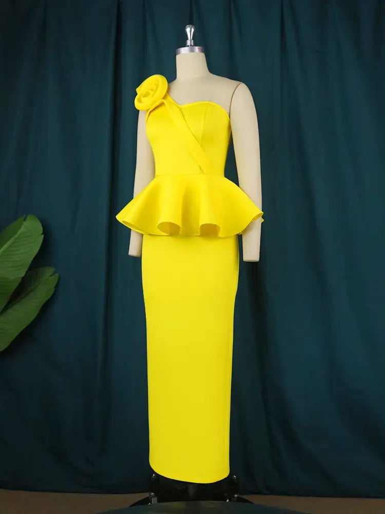 Yellow Ruffles Peplum Set