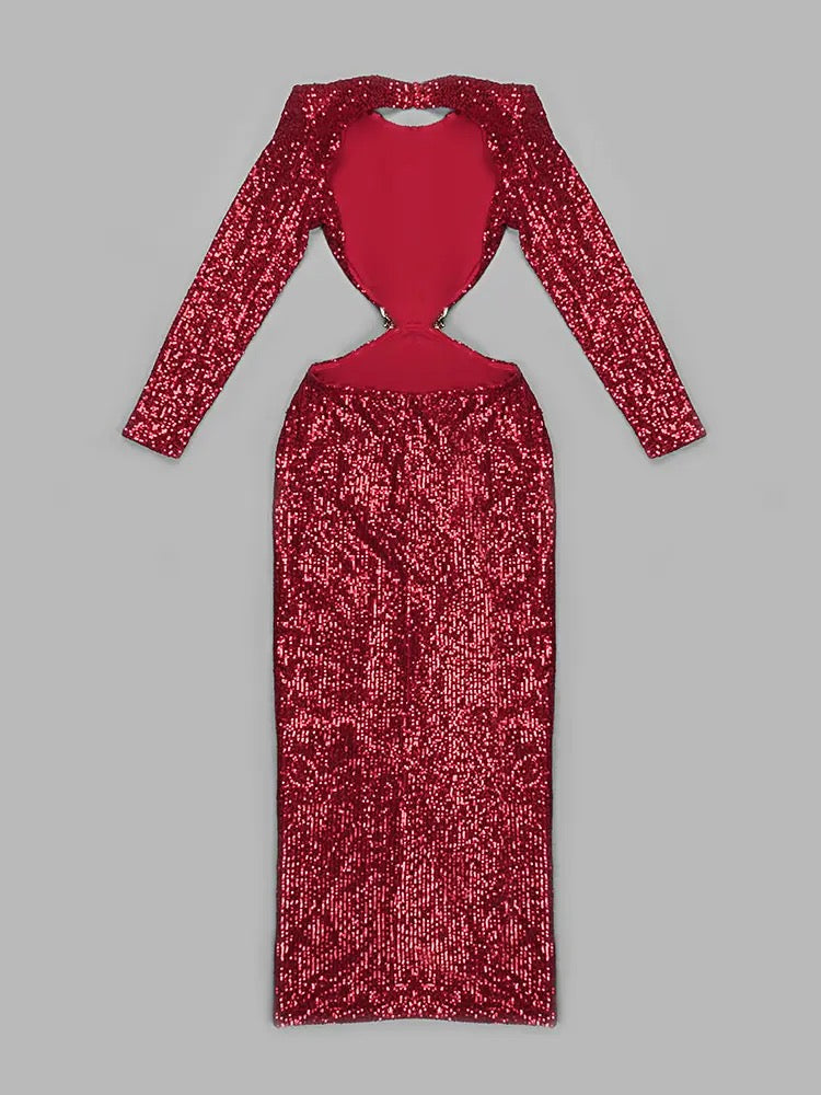 Sequins Flower Diamond BuckleDress