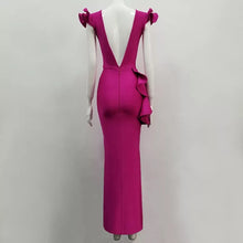 Charger l&#39;image dans la galerie, Rose Red Lace Bow Long Maxi Bandage Dress