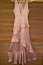 Load image into Gallery viewer, Pink Satin Ruffles long dress