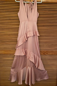 Pink Satin Ruffles long dress