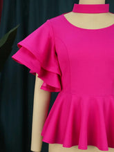 Load image into Gallery viewer, Peplum Short Ruffles Sleeve Blouse