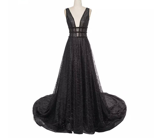 Sparkle Elegant Evening Trail Dress