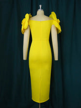 Carregar imagem no visualizador da galeria, Yellow Flower Wedding Guest Dress