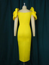 Load image into Gallery viewer, Yellow Flower Wedding Guest Dress