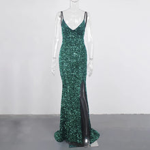 Carica l&#39;immagine nel visualizzatore di Gallery, Sequin Stretch Backless Slit Dress