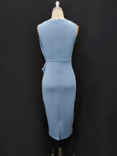 Load image into Gallery viewer, Blue Peplum Ruffles Dress