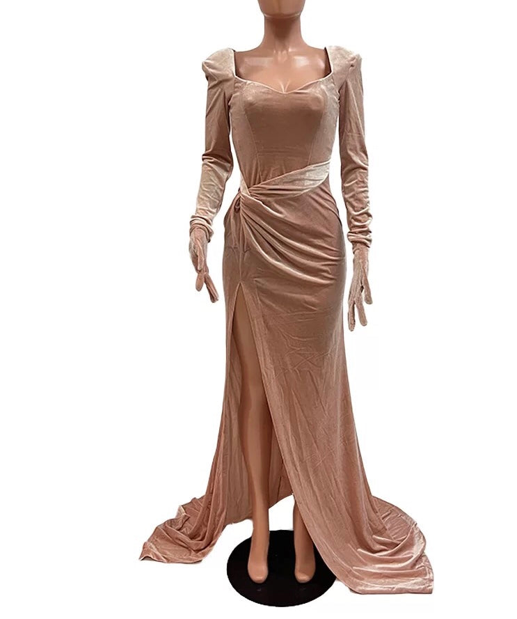 Velvet Slash Neck Gown