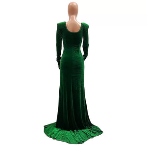 Velvet Slash Neck Gown
