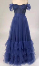 Load image into Gallery viewer, Bow Back Long Tulle Prom Dress