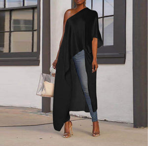 Asymmetrical One Shoulder Long Tunic