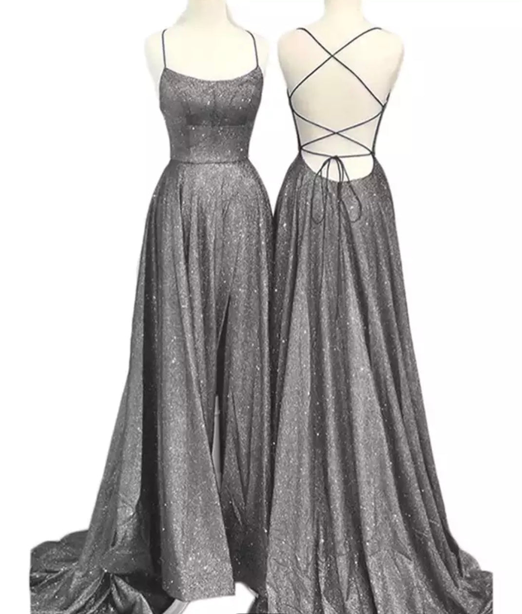 Glitter High Slit Prom Dress