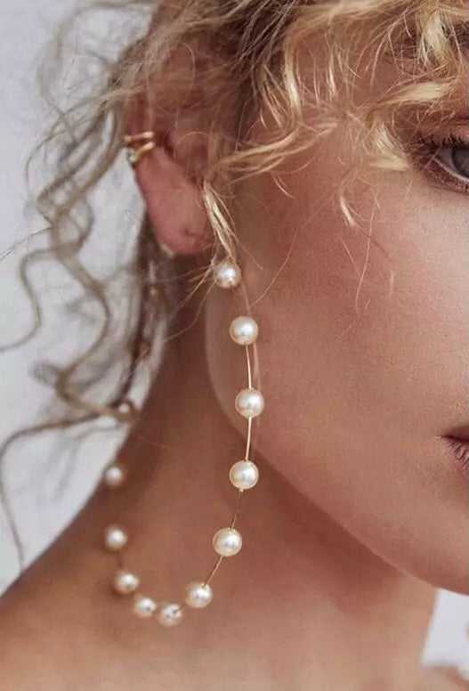 Pearl Big Hoop Earrings
