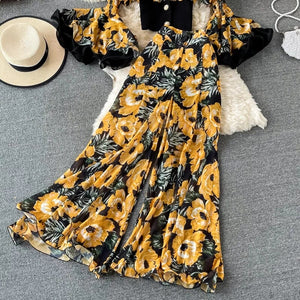 Floral Chiffon Flare Two Piece Set