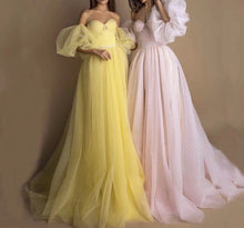 Charger l&#39;image dans la galerie, Fairy Polka Tulle Detachable Sleeves Prom Dress