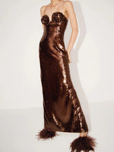 Cargar imagen en el visor de la galería, Coffee Flower Sequin Pie Dress