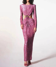 Carica l&#39;immagine nel visualizzatore di Gallery, Sequins Flower Diamond BuckleDress