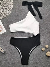Load image into Gallery viewer, White Black Cut Out Swimwear