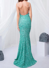 Cargar imagen en el visor de la galería, Sequin Stretch Backless Slit Dress