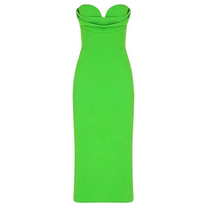 Green Mid Calf Bodycon Bandage dress