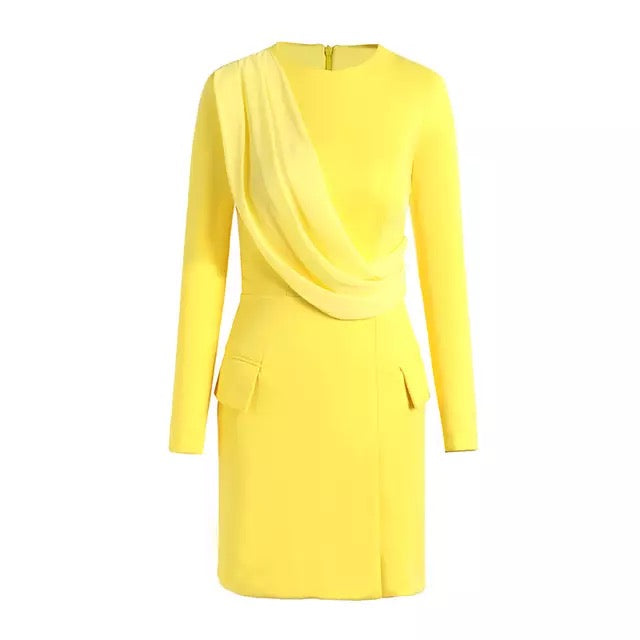 Chiffon Drape Yellow Dress