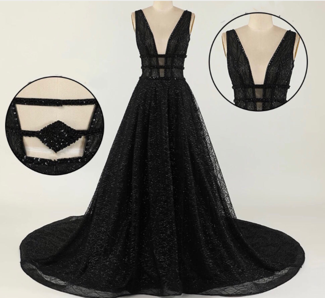 Sparkle Elegant Evening Trail Dress
