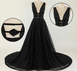 Sparkle Elegant Evening Trail Dress
