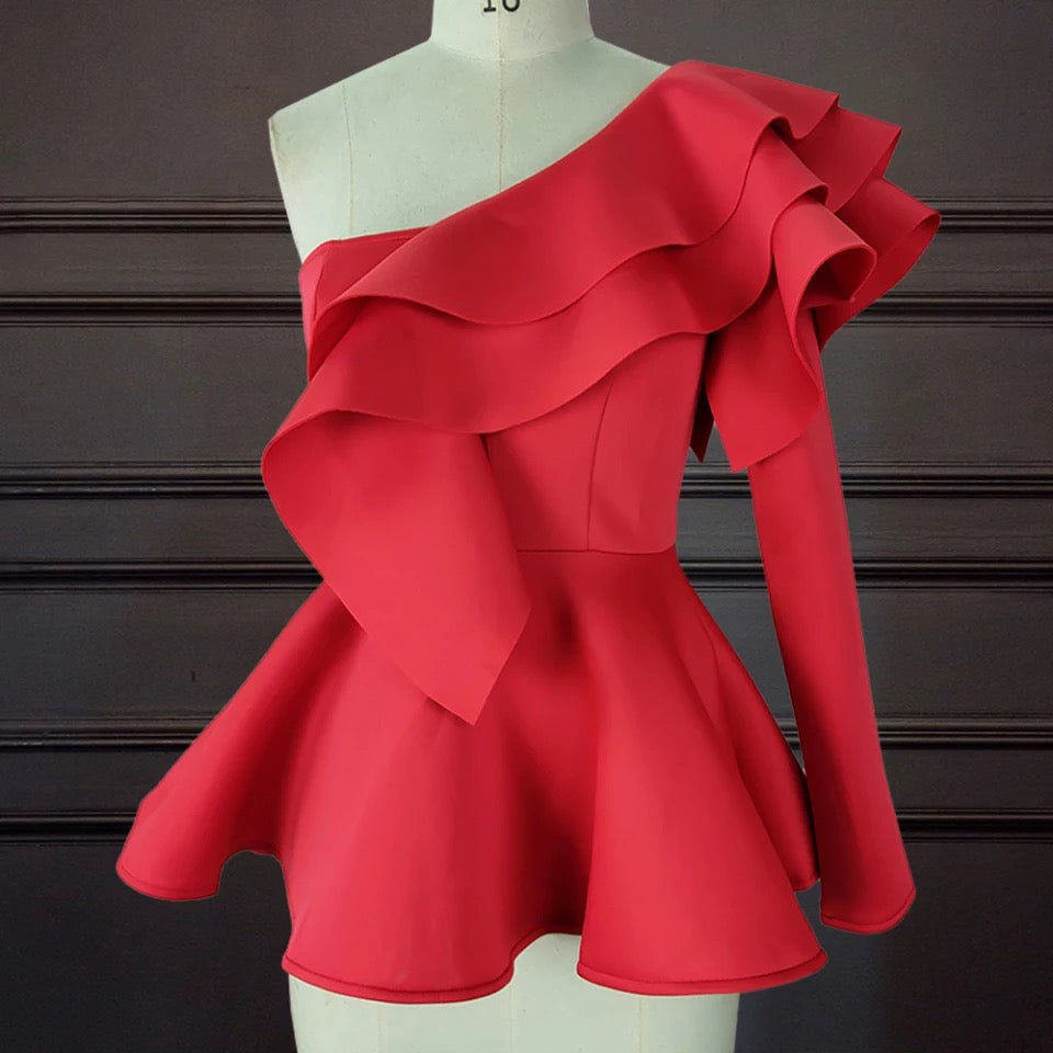 One Shoulder Peplum Ruffle Top – yourpersonalstylistuk