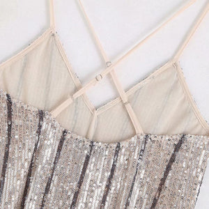 Sequin Striped Midi Dress