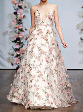 Load image into Gallery viewer, Rosette Flowers Appliques Prom Dress