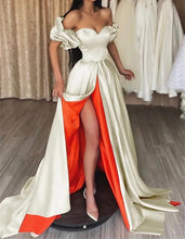 Load image into Gallery viewer, Contrast High Split Satin Prom Gown