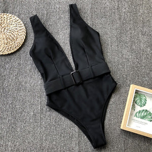 V-neck One Piece Swimsuit