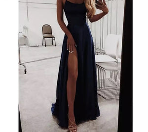 High Slit Cross Back Prom Gown