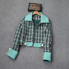 Charger l&#39;image dans la galerie, Plaid Tweed Jacket &amp; Mesh Dress Patchwork 2 Piece Set