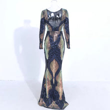 Load image into Gallery viewer, Multi Sequinned O Neck Elegant Gown