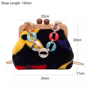Multi Color Soft Fur Crossbody Bag