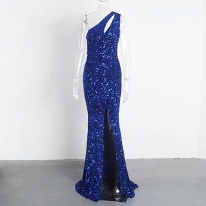Cut Out Sequins Stretch Mermaid Gown