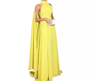 Cape Yellow Evening Gown