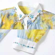Load image into Gallery viewer, Lapel Ruffle Shirt Print Shorts Set