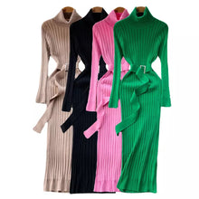 Load image into Gallery viewer, Knitted Bodycon Dress with Belt